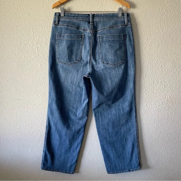 Talbots Stovepipe Jeans Women’s 12 Blue Medium Wash Cropped Wide Leg High Rise - Picture 10 of 15